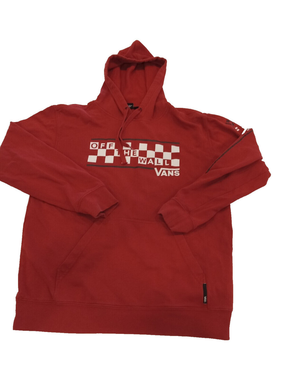 Vans Hoodie Mens Medium Red Checkerboard Off The Wall Graphic Pullover M